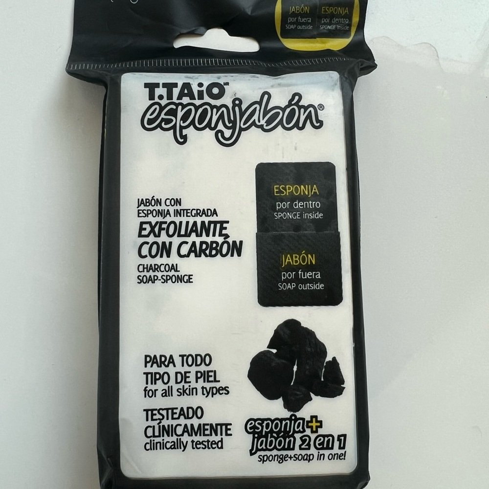 Esponjabon Charcoal Soap Sponge - Black and White